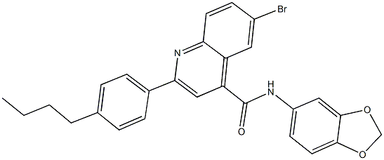 N-(1,3-benzodioxol-5-yl)-6-bromo-2-(4-butylphenyl)-4-quinolinecarboxamide Structure