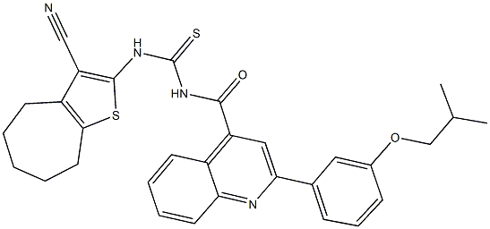 N-(3-cyano-5,6,7,8-tetrahydro-4H-cyclohepta[b]thien-2-yl)-N'-{[2-(3-isobutoxyphenyl)-4-quinolinyl]carbonyl}thiourea 结构式