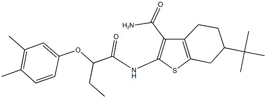 6-tert-butyl-2-{[2-(3,4-dimethylphenoxy)butanoyl]amino}-4,5,6,7-tetrahydro-1-benzothiophene-3-carboxamide,438195-49-4,结构式