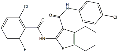 2-[(2-chloro-6-fluorobenzoyl)amino]-N-(4-chlorophenyl)-4,5,6,7-tetrahydro-1-benzothiophene-3-carboxamide 化学構造式