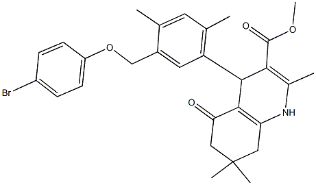 methyl 4-{5-[(4-bromophenoxy)methyl]-2,4-dimethylphenyl}-2,7,7-trimethyl-5-oxo-1,4,5,6,7,8-hexahydro-3-quinolinecarboxylate Struktur