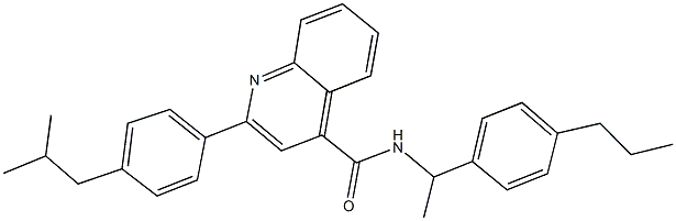 2-(4-isobutylphenyl)-N-[1-(4-propylphenyl)ethyl]-4-quinolinecarboxamide Struktur