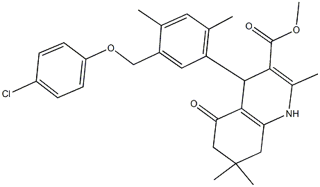 methyl 4-{5-[(4-chlorophenoxy)methyl]-2,4-dimethylphenyl}-2,7,7-trimethyl-5-oxo-1,4,5,6,7,8-hexahydro-3-quinolinecarboxylate Struktur