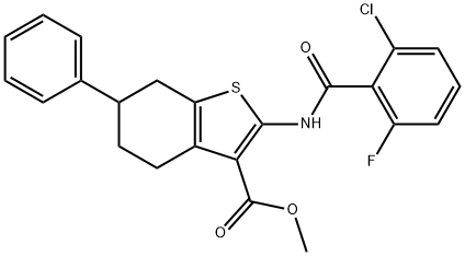 methyl 2-[(2-chloro-6-fluorobenzoyl)amino]-6-phenyl-4,5,6,7-tetrahydro-1-benzothiophene-3-carboxylate,438196-67-9,结构式