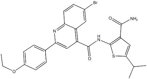N-[3-(aminocarbonyl)-5-isopropyl-2-thienyl]-6-bromo-2-(4-ethoxyphenyl)-4-quinolinecarboxamide 化学構造式