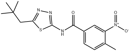 3-nitro-4-methyl-N-(5-neopentyl-1,3,4-thiadiazol-2-yl)benzamide,438197-62-7,结构式