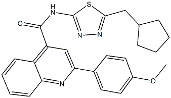 N-[5-(cyclopentylmethyl)-1,3,4-thiadiazol-2-yl]-2-(4-methoxyphenyl)-4-quinolinecarboxamide Struktur