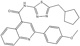 N-[5-(cyclopentylmethyl)-1,3,4-thiadiazol-2-yl]-2-(4-methoxyphenyl)-4-quinolinecarboxamide 化学構造式