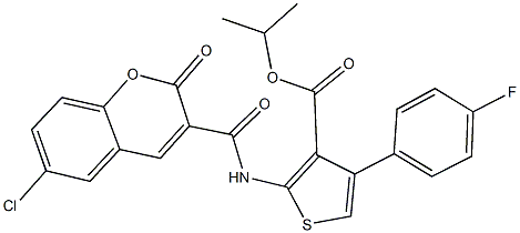 isopropyl 2-{[(6-chloro-2-oxo-2H-chromen-3-yl)carbonyl]amino}-4-(4-fluorophenyl)-3-thiophenecarboxylate Structure