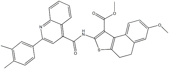 methyl 2-({[2-(3,4-dimethylphenyl)-4-quinolinyl]carbonyl}amino)-7-methoxy-4,5-dihydronaphtho[2,1-b]thiophene-1-carboxylate Structure