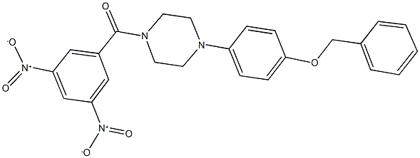 1-[4-(benzyloxy)phenyl]-4-{3,5-bisnitrobenzoyl}piperazine Struktur