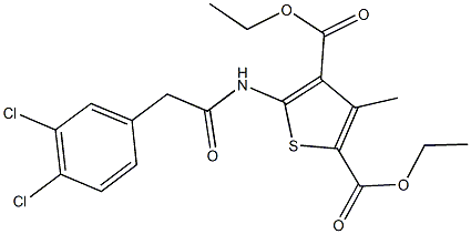 diethyl 5-{[(3,4-dichlorophenyl)acetyl]amino}-3-methyl-2,4-thiophenedicarboxylate,438198-27-7,结构式