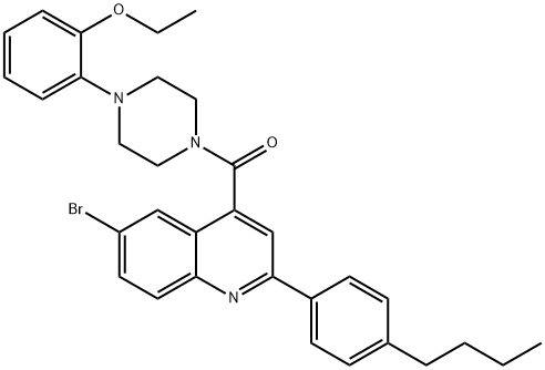 6-bromo-2-(4-butylphenyl)-4-{[4-(2-ethoxyphenyl)-1-piperazinyl]carbonyl}quinoline 结构式