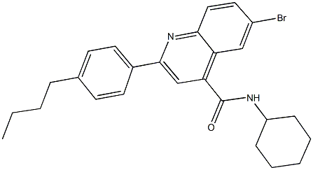 6-bromo-2-(4-butylphenyl)-N-cyclohexyl-4-quinolinecarboxamide 化学構造式