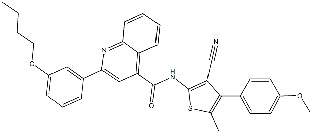 2-(3-butoxyphenyl)-N-[3-cyano-4-(4-methoxyphenyl)-5-methyl-2-thienyl]-4-quinolinecarboxamide Structure