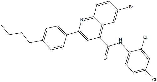 6-bromo-2-(4-butylphenyl)-N-(2,4-dichlorophenyl)-4-quinolinecarboxamide 化学構造式