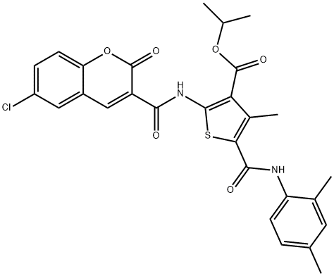 isopropyl 2-{[(6-chloro-2-oxo-2H-chromen-3-yl)carbonyl]amino}-5-[(2,4-dimethylanilino)carbonyl]-4-methyl-3-thiophenecarboxylate Structure