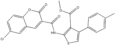 methyl 2-{[(6-chloro-2-oxo-2H-chromen-3-yl)carbonyl]amino}-4-(4-methylphenyl)-3-thiophenecarboxylate 结构式