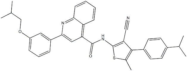 N-[3-cyano-4-(4-isopropylphenyl)-5-methyl-2-thienyl]-2-(3-isobutoxyphenyl)-4-quinolinecarboxamide 结构式
