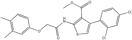 methyl 4-(2,4-dichlorophenyl)-2-{[(3,4-dimethylphenoxy)acetyl]amino}-3-thiophenecarboxylate Struktur