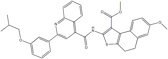 methyl 2-({[2-(3-isobutoxyphenyl)-4-quinolinyl]carbonyl}amino)-7-methoxy-4,5-dihydronaphtho[2,1-b]thiophene-1-carboxylate 化学構造式