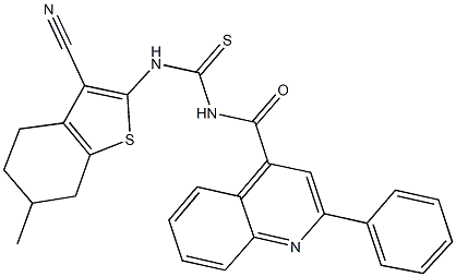 N-(3-cyano-6-methyl-4,5,6,7-tetrahydro-1-benzothien-2-yl)-N'-[(2-phenyl-4-quinolinyl)carbonyl]thiourea Structure