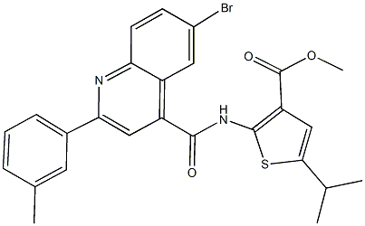 methyl 2-({[6-bromo-2-(3-methylphenyl)-4-quinolinyl]carbonyl}amino)-5-isopropyl-3-thiophenecarboxylate Structure