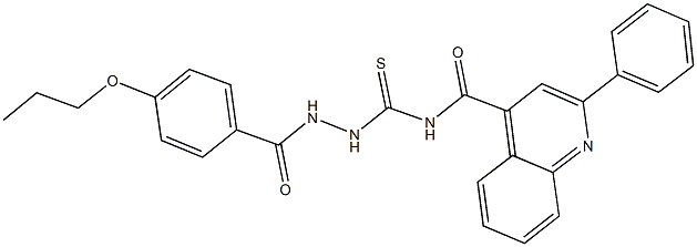 2-phenyl-N-{[2-(4-propoxybenzoyl)hydrazino]carbothioyl}-4-quinolinecarboxamide Struktur