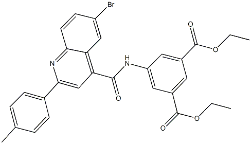 diethyl 5-({[6-bromo-2-(4-methylphenyl)-4-quinolinyl]carbonyl}amino)isophthalate 化学構造式