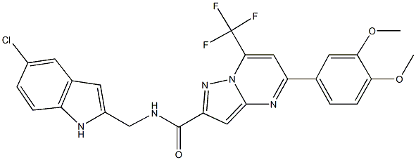 N-[(5-chloro-1H-indol-2-yl)methyl]-5-(3,4-dimethoxyphenyl)-7-(trifluoromethyl)pyrazolo[1,5-a]pyrimidine-2-carboxamide Struktur