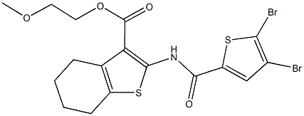 2-methoxyethyl 2-{[(4,5-dibromo-2-thienyl)carbonyl]amino}-4,5,6,7-tetrahydro-1-benzothiophene-3-carboxylate Struktur