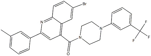6-bromo-2-(3-methylphenyl)-4-({4-[3-(trifluoromethyl)phenyl]-1-piperazinyl}carbonyl)quinoline,438214-34-7,结构式