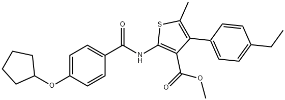 methyl 2-{[4-(cyclopentyloxy)benzoyl]amino}-4-(4-ethylphenyl)-5-methyl-3-thiophenecarboxylate 结构式