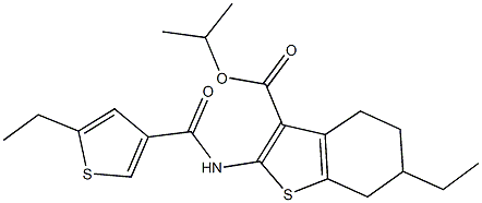 isopropyl 6-ethyl-2-{[(5-ethyl-3-thienyl)carbonyl]amino}-4,5,6,7-tetrahydro-1-benzothiophene-3-carboxylate Structure