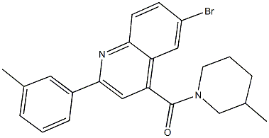 6-bromo-2-(3-methylphenyl)-4-[(3-methyl-1-piperidinyl)carbonyl]quinoline 化学構造式