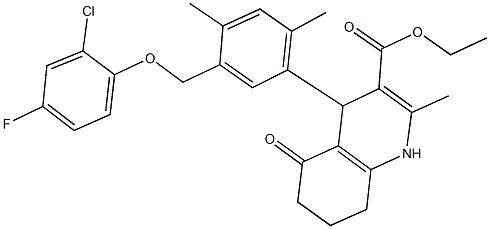 ethyl 4-{5-[(2-chloro-4-fluorophenoxy)methyl]-2,4-dimethylphenyl}-2-methyl-5-oxo-1,4,5,6,7,8-hexahydro-3-quinolinecarboxylate Structure