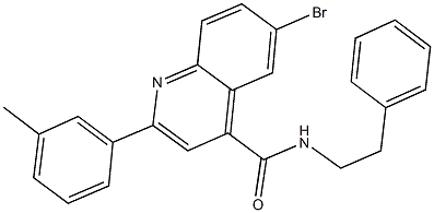 6-bromo-2-(3-methylphenyl)-N-(2-phenylethyl)-4-quinolinecarboxamide Structure