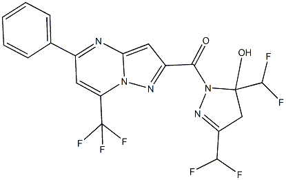 438216-55-8 3,5-bis(difluoromethyl)-1-{[5-phenyl-7-(trifluoromethyl)pyrazolo[1,5-a]pyrimidin-2-yl]carbonyl}-4,5-dihydro-1H-pyrazol-5-ol