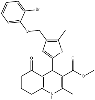 methyl 4-{4-[(2-bromophenoxy)methyl]-5-methyl-2-thienyl}-2-methyl-5-oxo-1,4,5,6,7,8-hexahydro-3-quinolinecarboxylate Structure