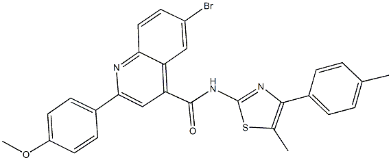 6-bromo-2-(4-methoxyphenyl)-N-[5-methyl-4-(4-methylphenyl)-1,3-thiazol-2-yl]-4-quinolinecarboxamide,438216-98-9,结构式