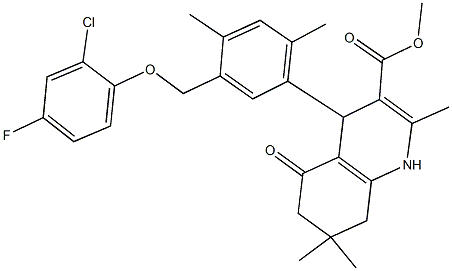 methyl 4-{5-[(2-chloro-4-fluorophenoxy)methyl]-2,4-dimethylphenyl}-2,7,7-trimethyl-5-oxo-1,4,5,6,7,8-hexahydro-3-quinolinecarboxylate Structure