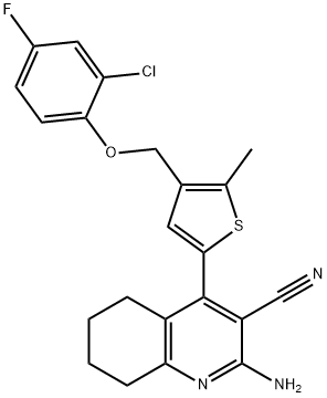 2-amino-4-{4-[(2-chloro-4-fluorophenoxy)methyl]-5-methyl-2-thienyl}-5,6,7,8-tetrahydro-3-quinolinecarbonitrile|