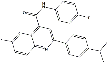 N-(4-fluorophenyl)-2-(4-isopropylphenyl)-6-methyl-4-quinolinecarboxamide 化学構造式