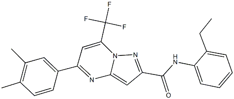 5-(3,4-dimethylphenyl)-N-(2-ethylphenyl)-7-(trifluoromethyl)pyrazolo[1,5-a]pyrimidine-2-carboxamide 化学構造式