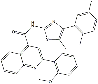 N-[4-(2,5-dimethylphenyl)-5-methyl-1,3-thiazol-2-yl]-2-(2-methoxyphenyl)-4-quinolinecarboxamide Struktur
