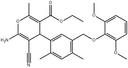 ethyl 6-amino-5-cyano-4-{5-[(2,6-dimethoxyphenoxy)methyl]-2,4-dimethylphenyl}-2-methyl-4H-pyran-3-carboxylate|