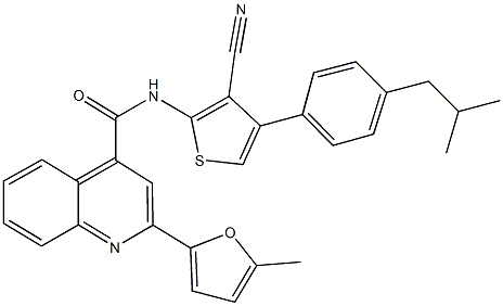 N-[3-cyano-4-(4-isobutylphenyl)-2-thienyl]-2-(5-methyl-2-furyl)-4-quinolinecarboxamide Structure