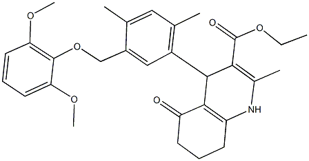 ethyl 4-{5-[(2,6-dimethoxyphenoxy)methyl]-2,4-dimethylphenyl}-2-methyl-5-oxo-1,4,5,6,7,8-hexahydro-3-quinolinecarboxylate,438222-54-9,结构式