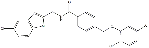 N-[(5-chloro-1H-indol-2-yl)methyl]-4-[(2,5-dichlorophenoxy)methyl]benzamide Structure