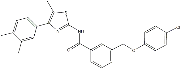 438223-61-1 3-[(4-chlorophenoxy)methyl]-N-[4-(3,4-dimethylphenyl)-5-methyl-1,3-thiazol-2-yl]benzamide